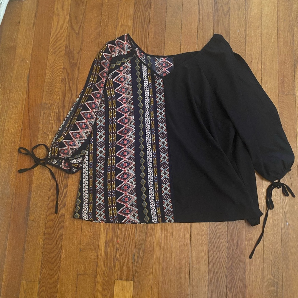 Black and Multicolor Women's Top